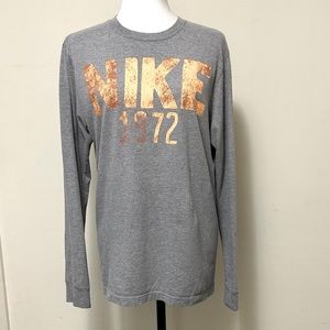 Nike VINTAGE Graphics RARE HTF Heather Grey Retro Steampunk Pullover T-Shirt M